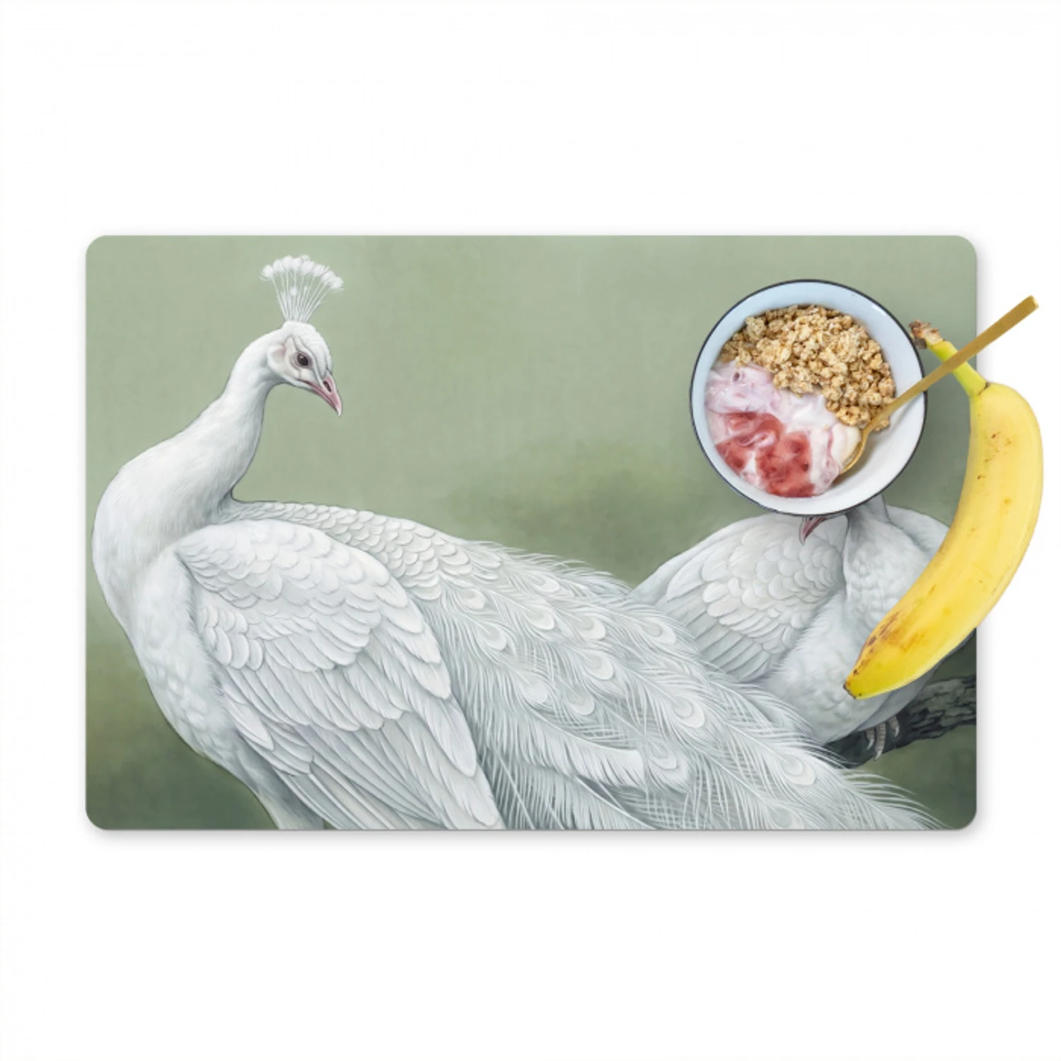 Pauwen - Wit - Natuur - Groen Placemat vinyl groot -zzzproduct_Kitchenyeah-website