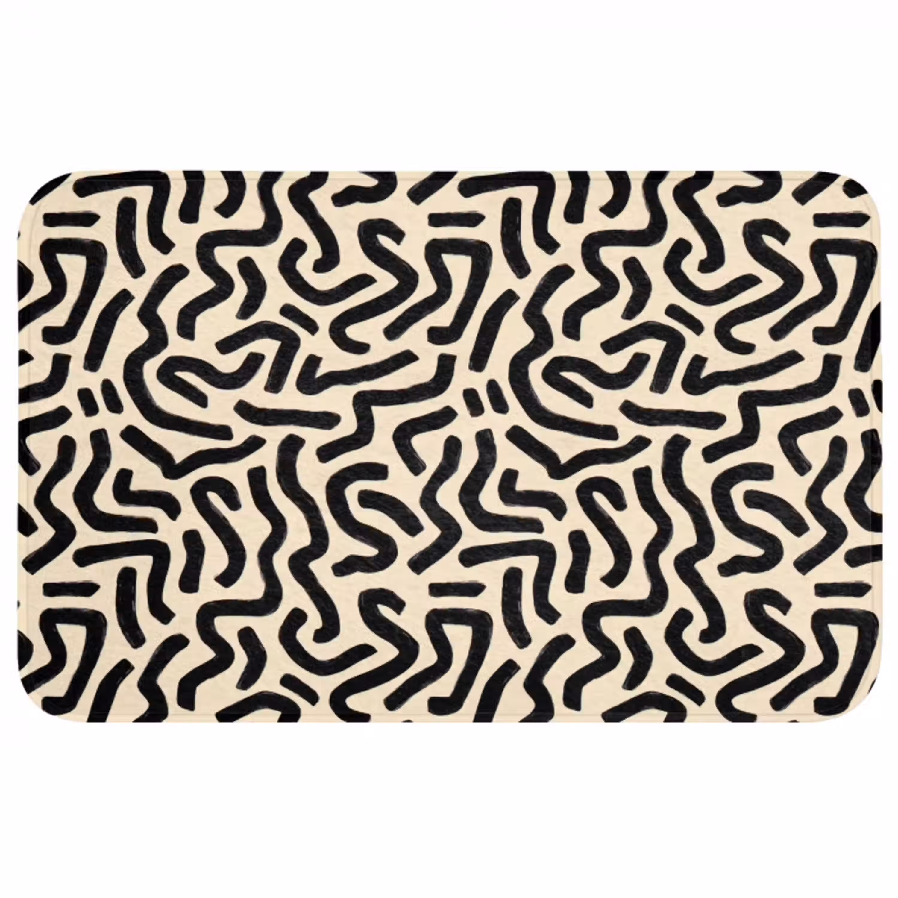 Abstract - Lijnen - Zwart Badmat middel 997 -3d