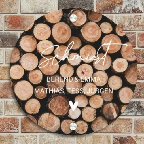 Houtstapel - Sierlijk Naambord Rond klein -sfeer2