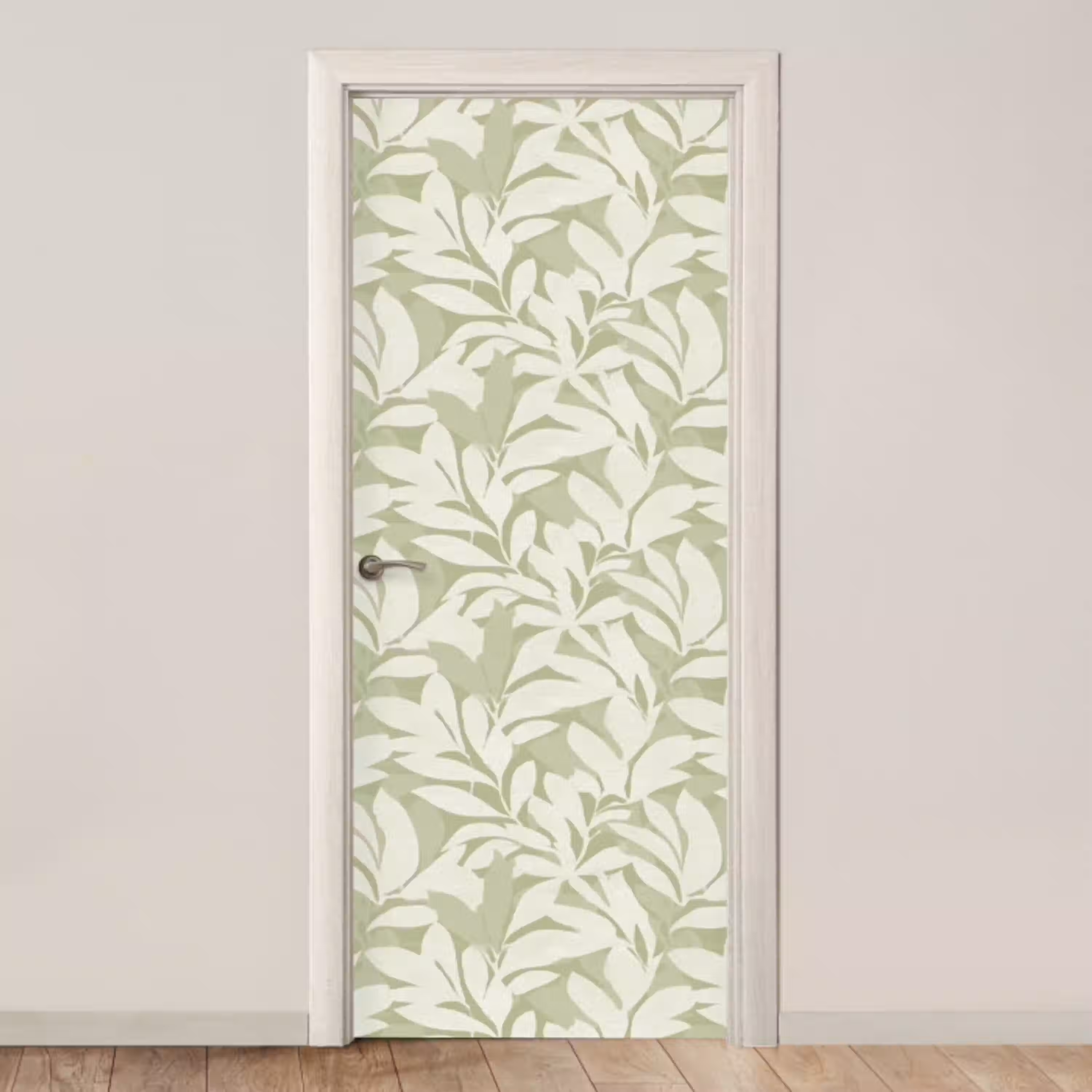 Saliegroen - Botanisch - Minimalistisch - Patroon deurposter klein 289 -3d_beige