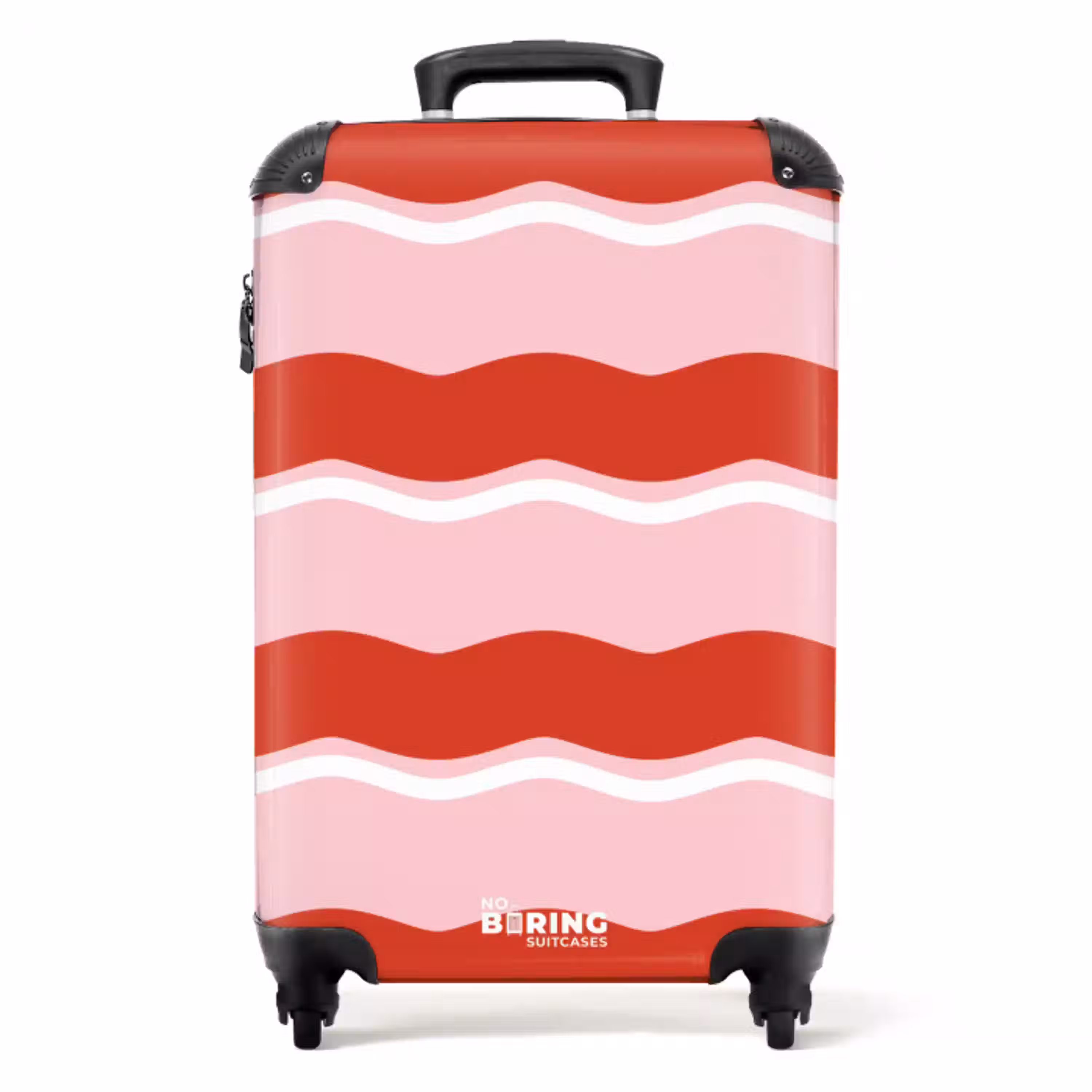Golvende strepen in rood en roze NBS - Handbagage koffer - Unisex middel -productfoto_recht