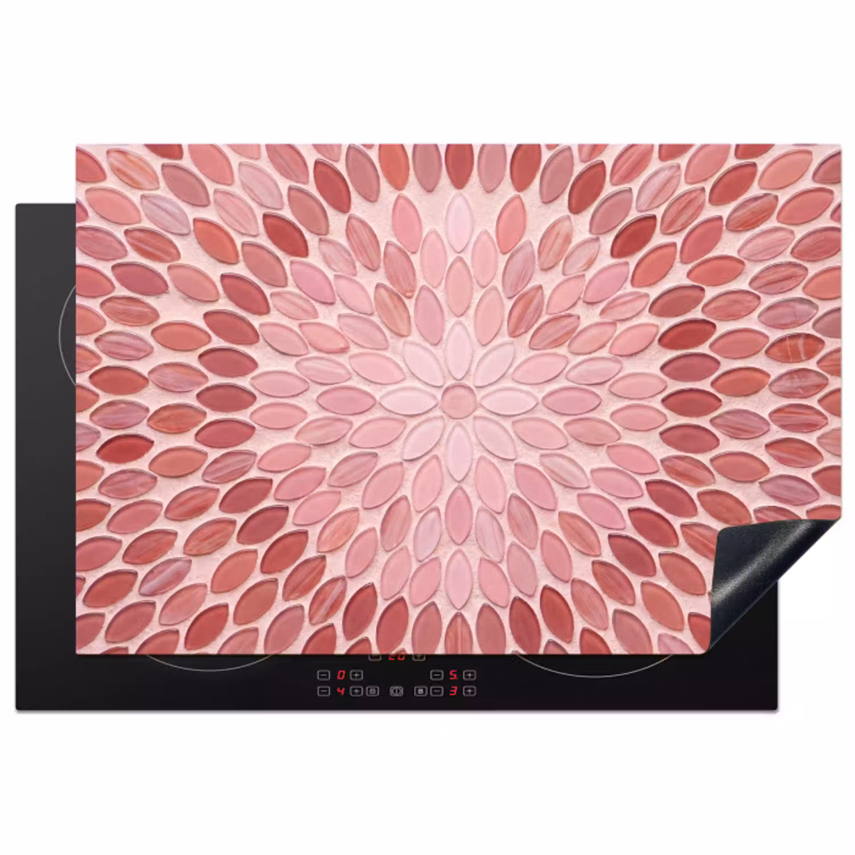 Patroon - Mozaïek - Ovaal - Abstract - Roze Inductie beschermer vinyl 3mm klein -3d