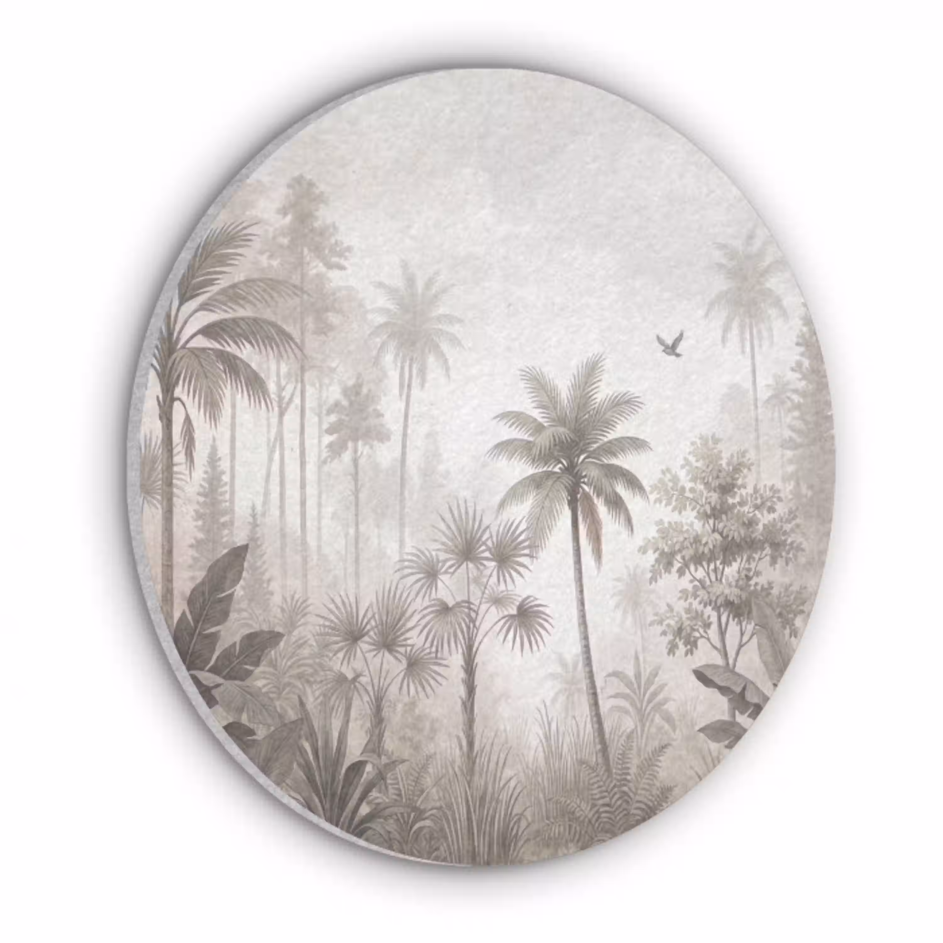 Jungle - Palmbomen - Natuur Akoestische PET Vilt - Rond klein -3d