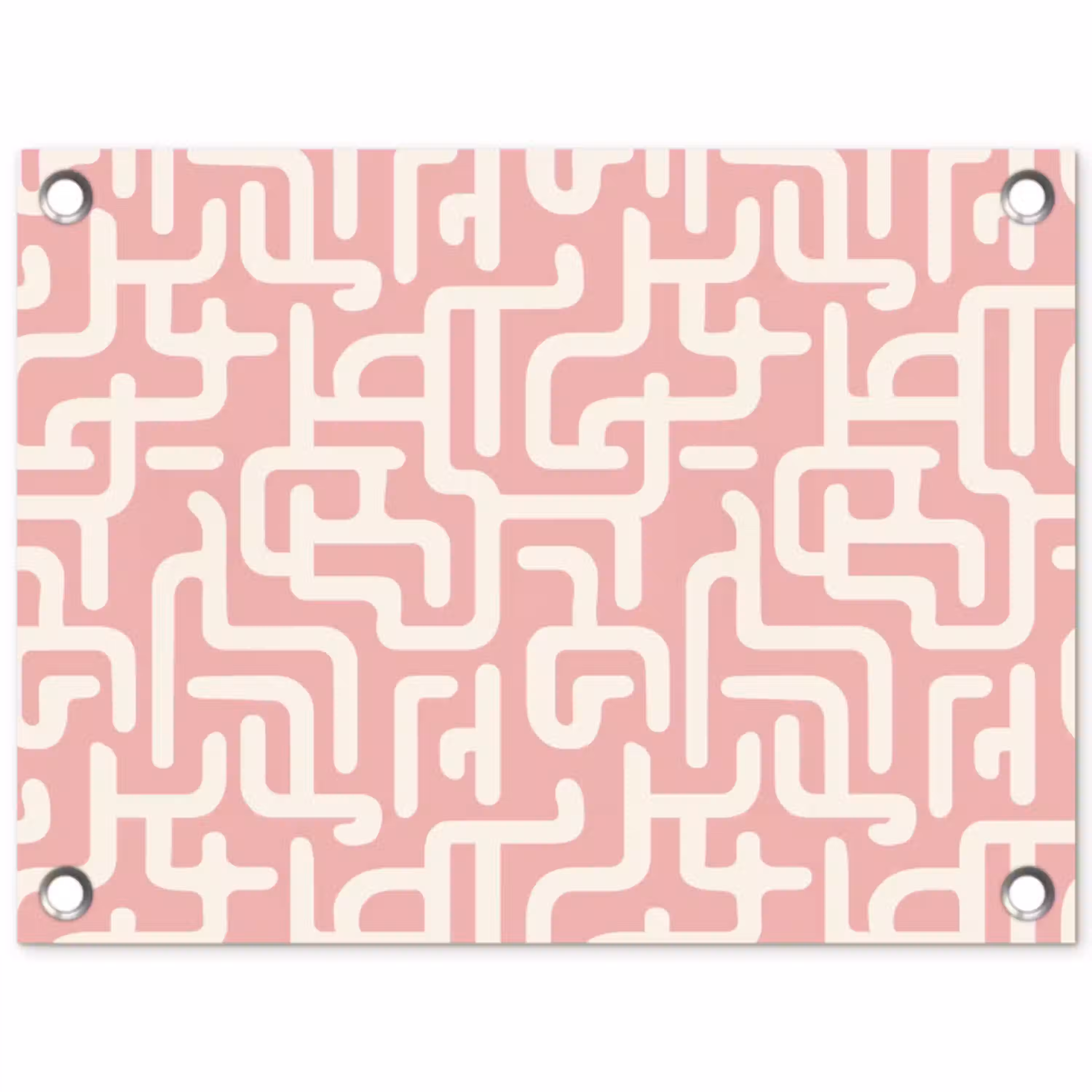 Doolhofpatroon - Roze - Wit - Abstract tuinposter los doek klein 239 -3d