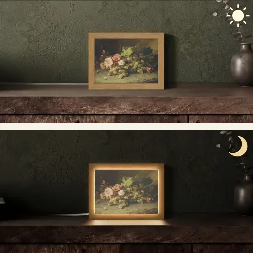 Fruit - Stilleven met druiven - Oude meesters Light Box met kabel (Tafellamp) klein -sfeer3
