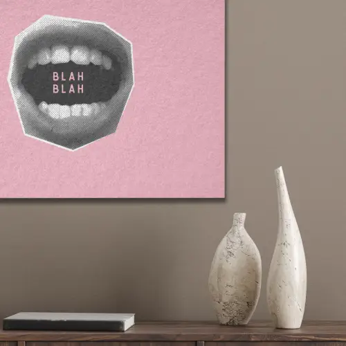 Mond - BLAH BLAH - Roze PET vilt klein -sfeer6_closeup