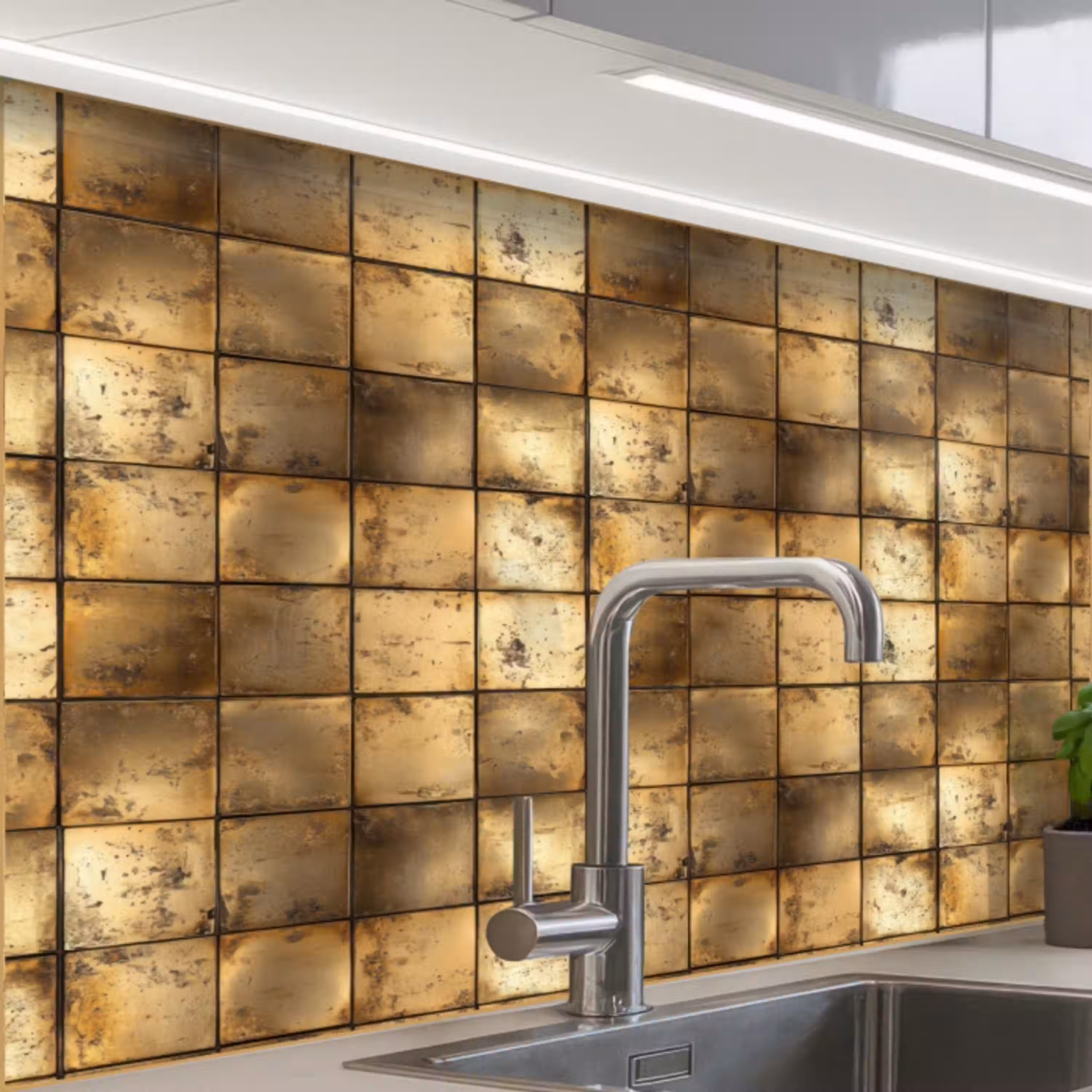 Geometrisch - Tegels - Goud keuken achterwand 2 middel 865 -zzzz3d_schuin