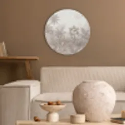 Jungle - Tropisch - Natuur -Vintage - Beige Akoestische PET Vilt - Rond klein -sfeer1