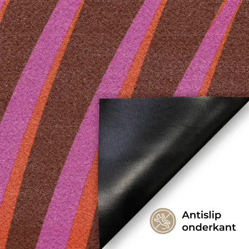 Lijnen - Rood - Beweging Deurmat klein -antislip_NL