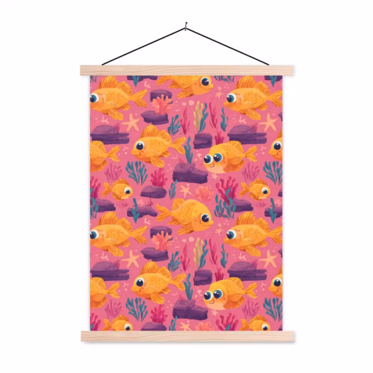 Hanging Poster - Goldfish - Coral - Colorful
