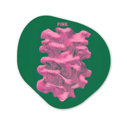 Abstract - Pink - Lijnen - Groen Wandcirkel Organisch Plexiglas middel -3d