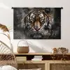 Tijger - Dieren - Portret - Luxe - Zwart Wandkleed katoen middel -sfeer5