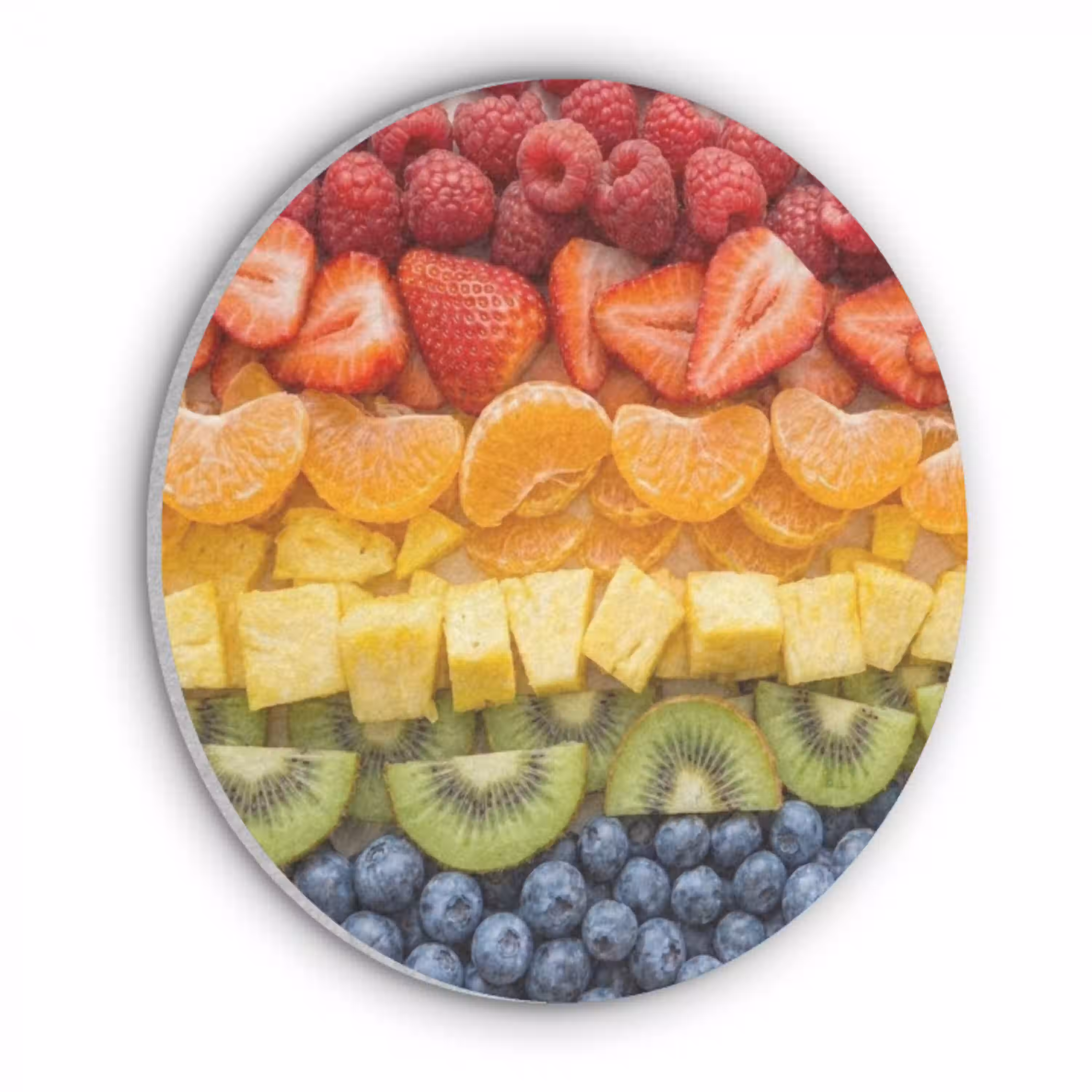 Fruit - Regenboog - Gezond - Kleurrijk Akoestische PET Vilt - Rond klein -3d