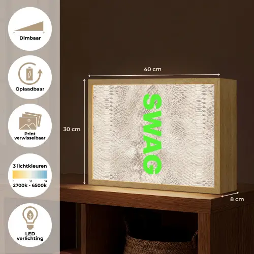 Slangenprint - SWAG - Neon - Groen Light Box met batterij (Wandlamp) middel -USP_websiteoverzichtNL