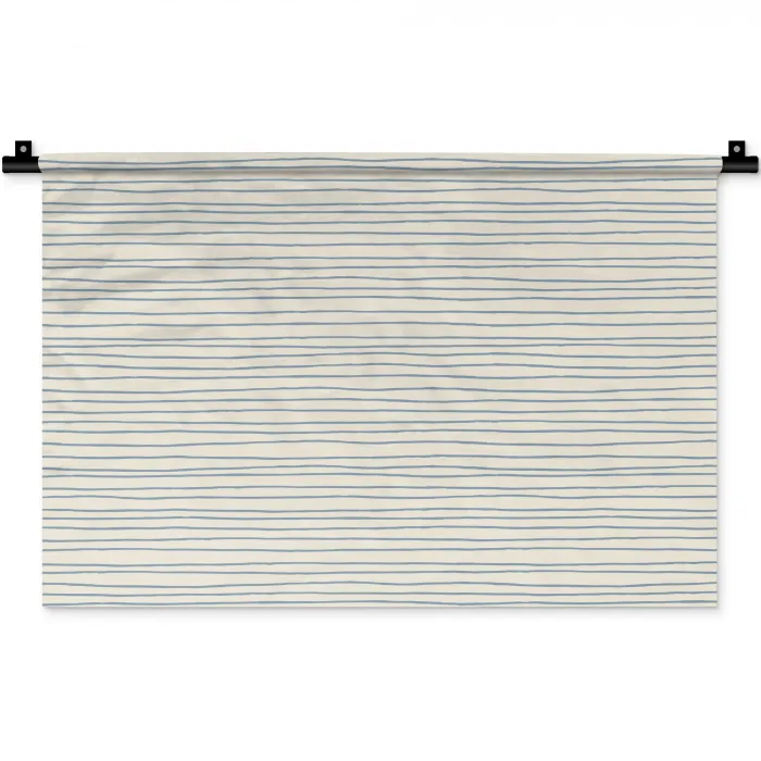 Blauw - Strepen - Beige Wandkleed katoen klein 269 -zz3d