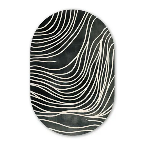 Lijnen - Patroon - Abstract - Wit Wandcirkel Ovaal Forex klein -3d