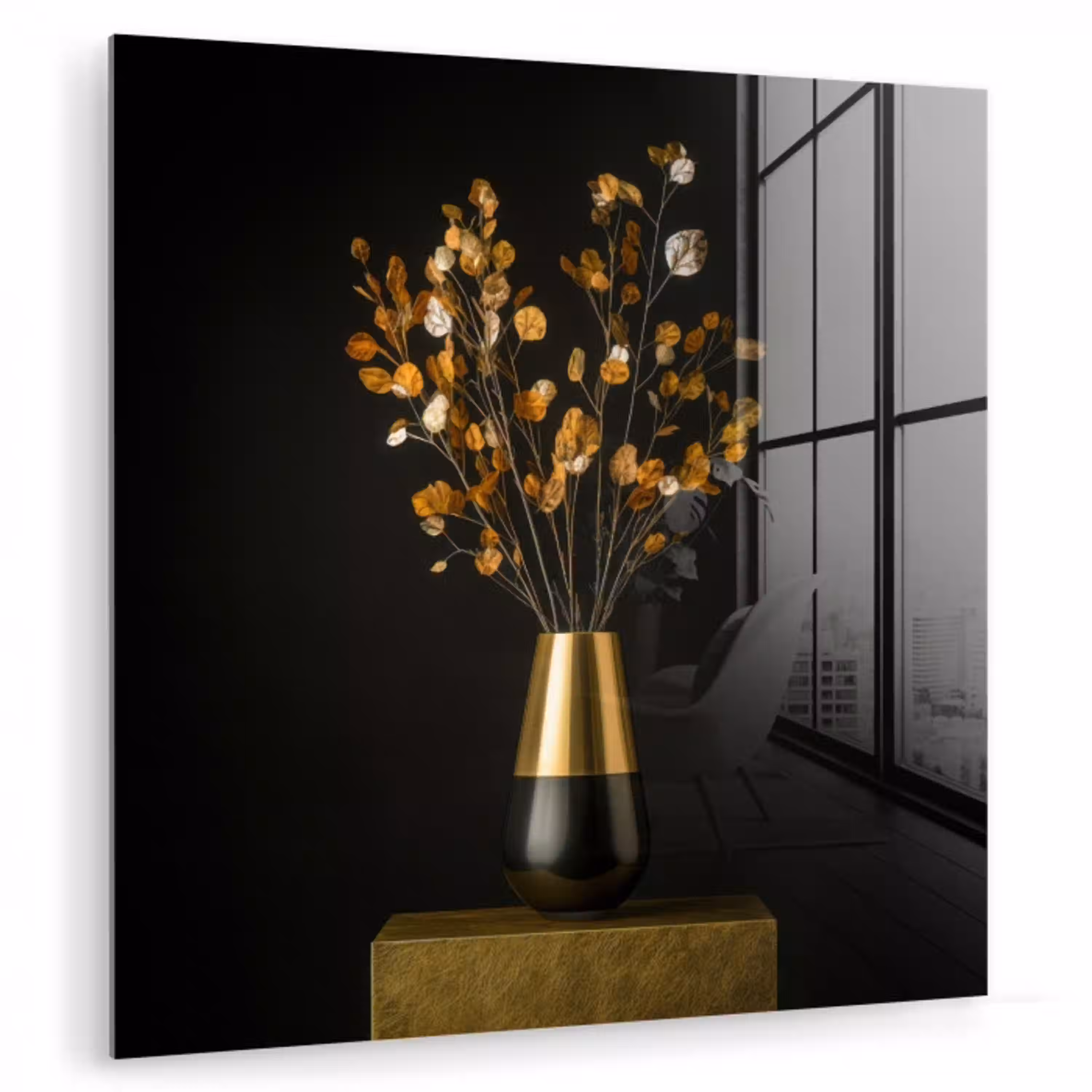 Goudbruine - Bladeren - Vaas - Herfstachtig plexiglas 5mm klein -zzzproduct_nieuw