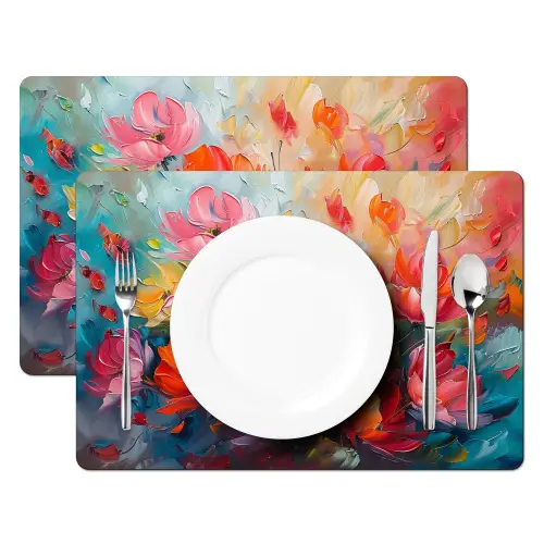 Bloemen - Kleurrijk - Verf - Abstract - Kunst Placemat vinyl groot -zzsfeer2_Kitchenyeah-website