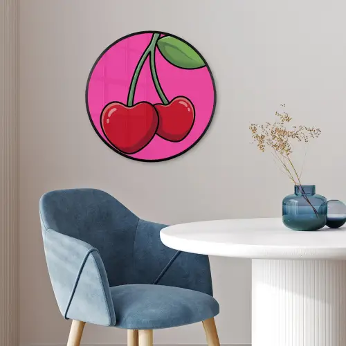 Kers - Roze - Fruit Fotolijst rond zonder passe partout klein -sfeer2