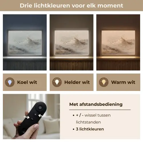 Berglandschap - Mist  - Penseelstreken Light Box met batterij (Wandlamp) middel -USP_lichtkleurNL