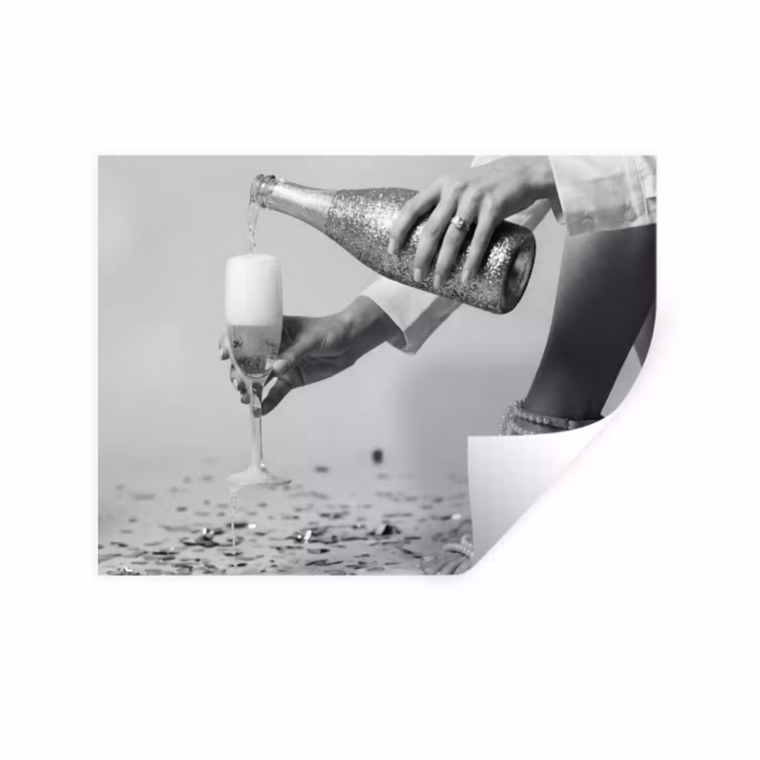 Wandtattoo – Festlich - Champagner - Discokugel