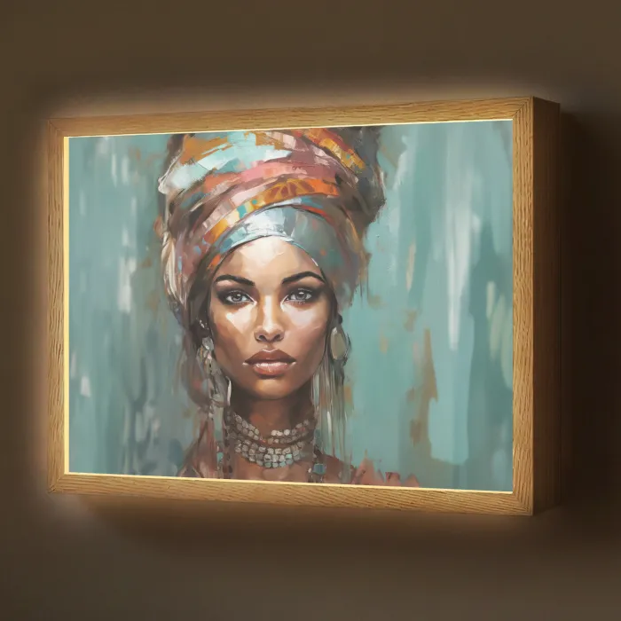 Vrouw - Kunst - Sieraden - Portret Light Box met batterij (Wandlamp) middel -z3d_website