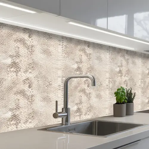 Slang - Patroon - Beige keuken achterwand 2 middel 871 -3d_schuin