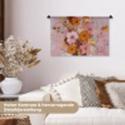 Schilderij - Bloemen - Rustiek - Roze Wandkleed katoen klein -tsfeer1_DE