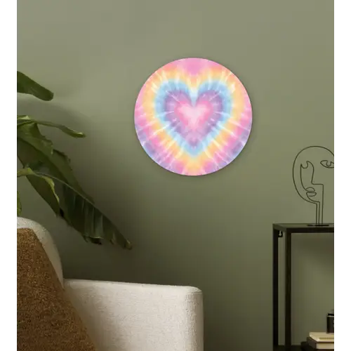 Hartvorm - Pastelkleuren - Tie Dye Wandcirkel kunststof plaat 5mm dik klein -sfeer3