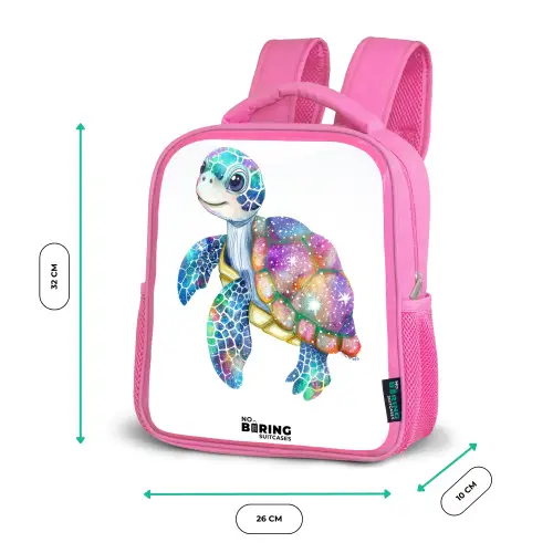 Kleurrijke schildpad als mozaïek Kinderrugzak - Roze middel -productfoto_formaten