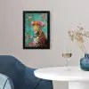 Luipaard - Bloemen - Kroon fotolijst zwart zonder passe partout klein -sfeer4