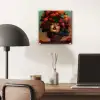 Vrouw - Frambozen - Bladeren plexiglas 5mm klein -sfeer6