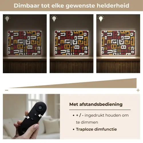 Abstract - Patroon - Rood Light Box met batterij (Wandlamp) middel -USP_dimbaarNL