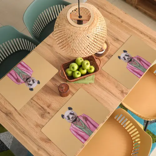 Panda - Pak - Zonnebril - Blauw Placemat vinyl groot -zzsfeer5_Kitchenyeah-website