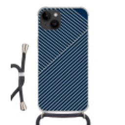 Lijnen - Abstract - Blauw - Wit - Minimalistisch Crossbody Case iPhone 14 middel -3d