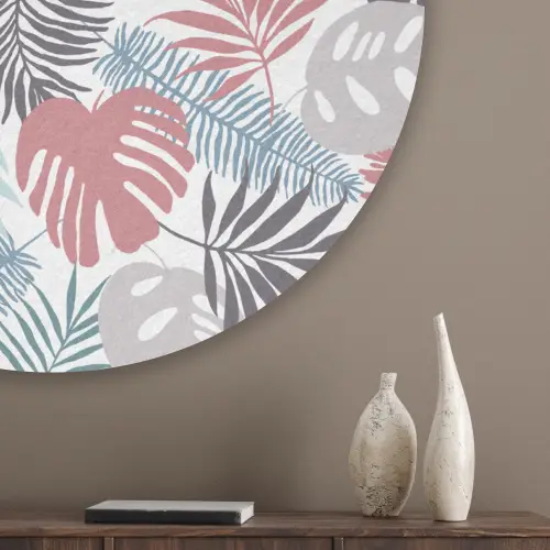 Bladeren - Jungle - Pastel - Tropisch Akoestische PET Vilt - Rond klein -sfeer5_closeup