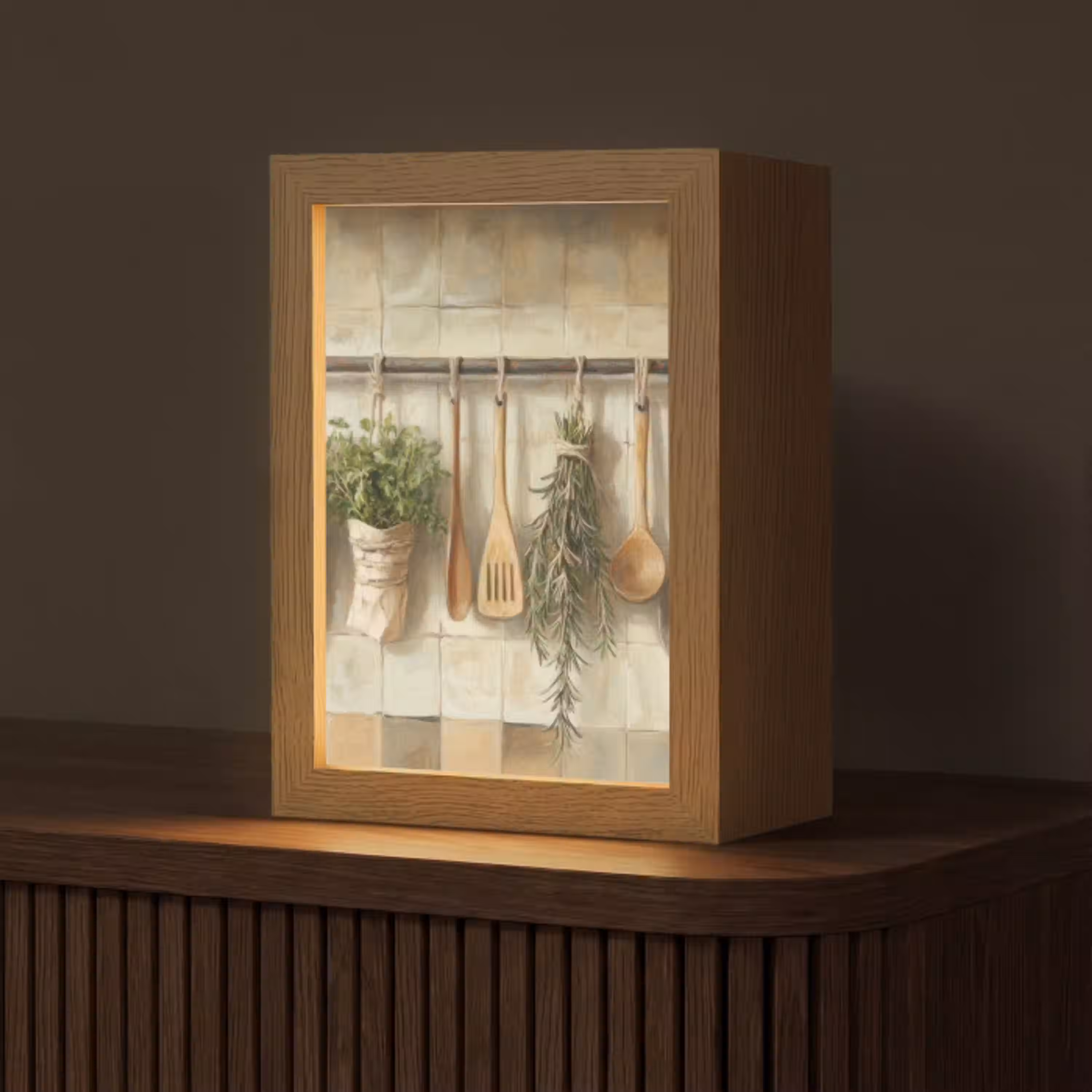 Hout - Keukengerei - Stilleven - Tegels Light Box met kabel (Tafellamp) klein -z3d_website