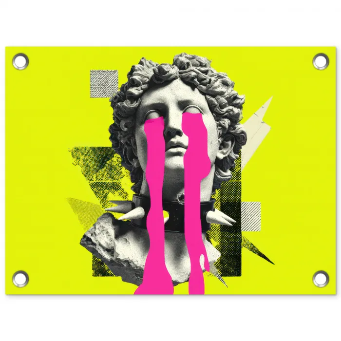 Buste - Verf - Geel tuinposter los doek klein -3d