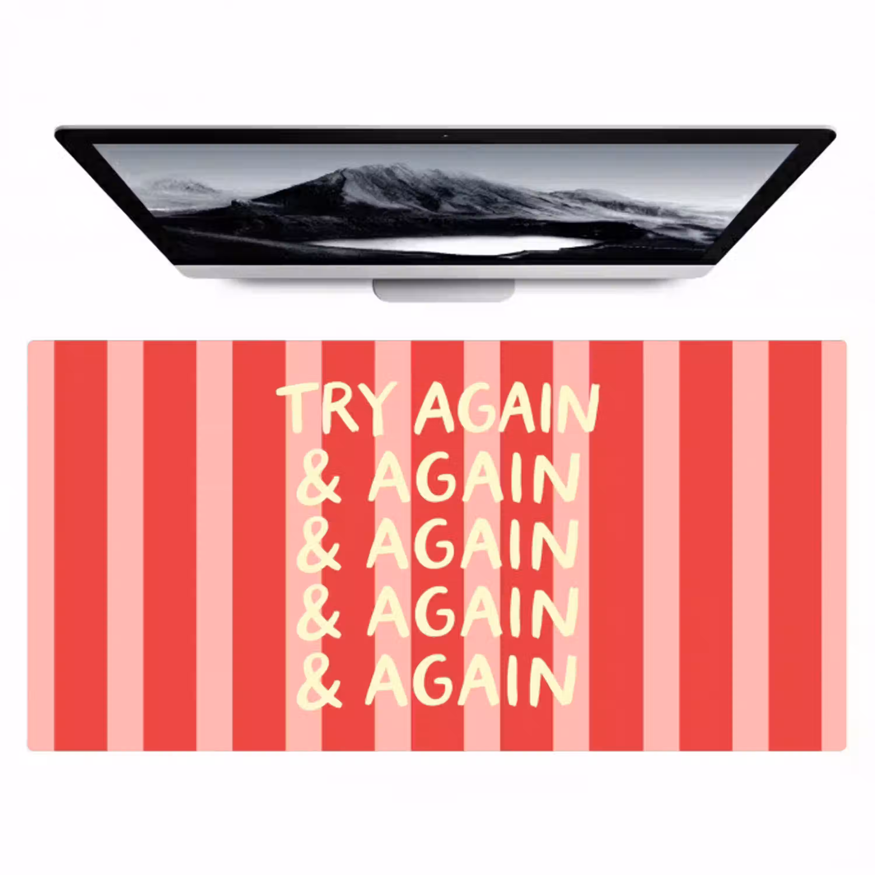 Strepen - Rood - Try again Muismat XXL klein -zzz3d