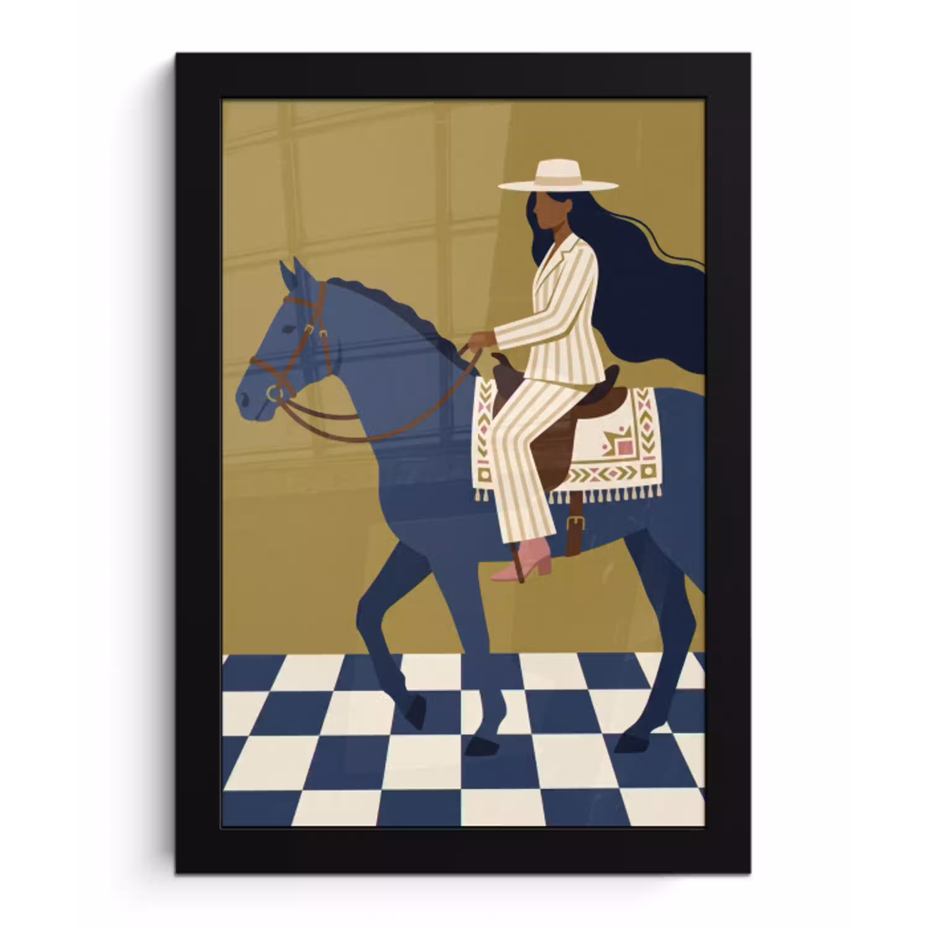 Vrouw - Paard - Rijden - Modern - Abstract fotolijst zwart zonder passe partout klein -3d