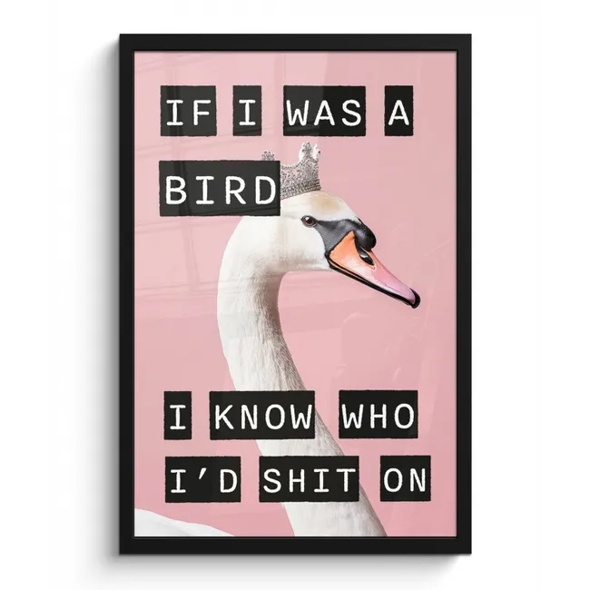 Poster met lijst - Zwaan - Vogel - Decoratie - Roze