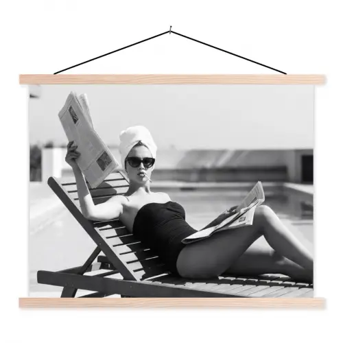 Glamour - Modern - Zwart - Wit textielposter latten blank klein -3d