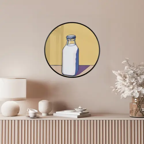 Glazen - Fles - Illustratie - Melk Fotolijst rond zonder passe partout klein -sfeer3