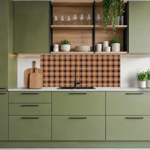 Plaid - Patroon - Vierkant - Bruin keuken achterwand 2 middel 871 -sfeer3