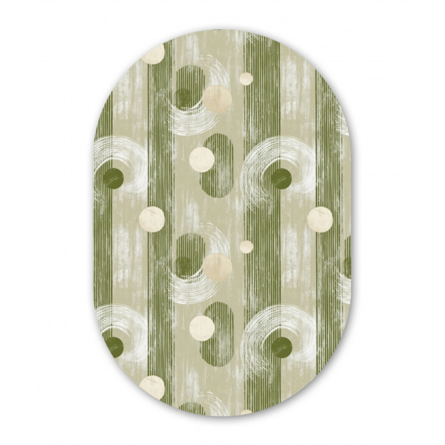 Artistiek - Modern - Groen Wandcirkel Ovaal Aluminium middel 839 -3d