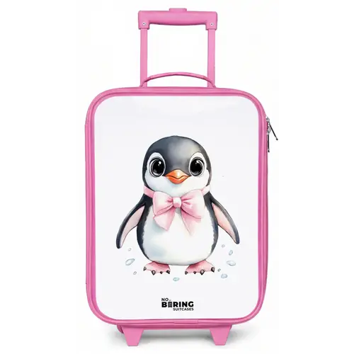 Pinguïn met roze strik en ijsdruppels Kinderkoffer - Roze klein -zz3dotto