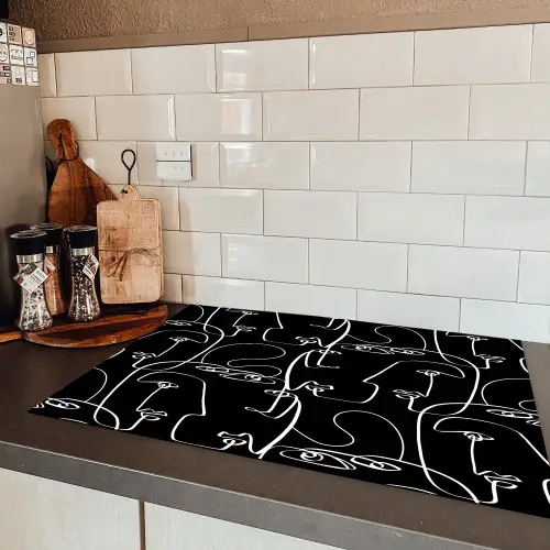 Gezichten - Gestileerd - Vloeiend Inductie beschermer vinyl 3mm klein 276 -sfeer3