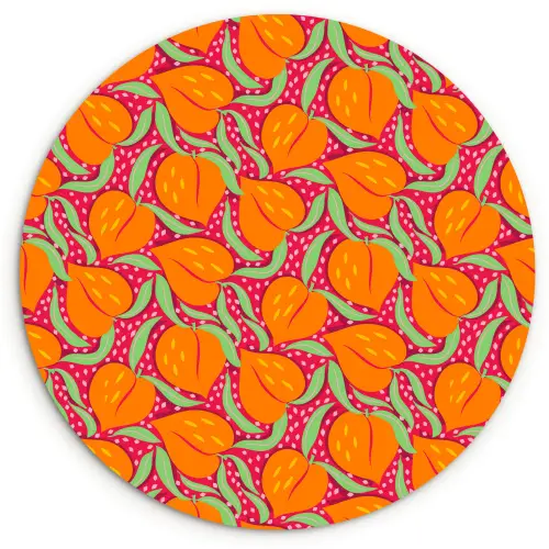 Perziken - Oranje - Zomers Wandcirkel plexiglas klein 852 -3d