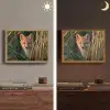 Vos - Oranje - Gras Light Box met batterij (Wandlamp) middel -sfeer3