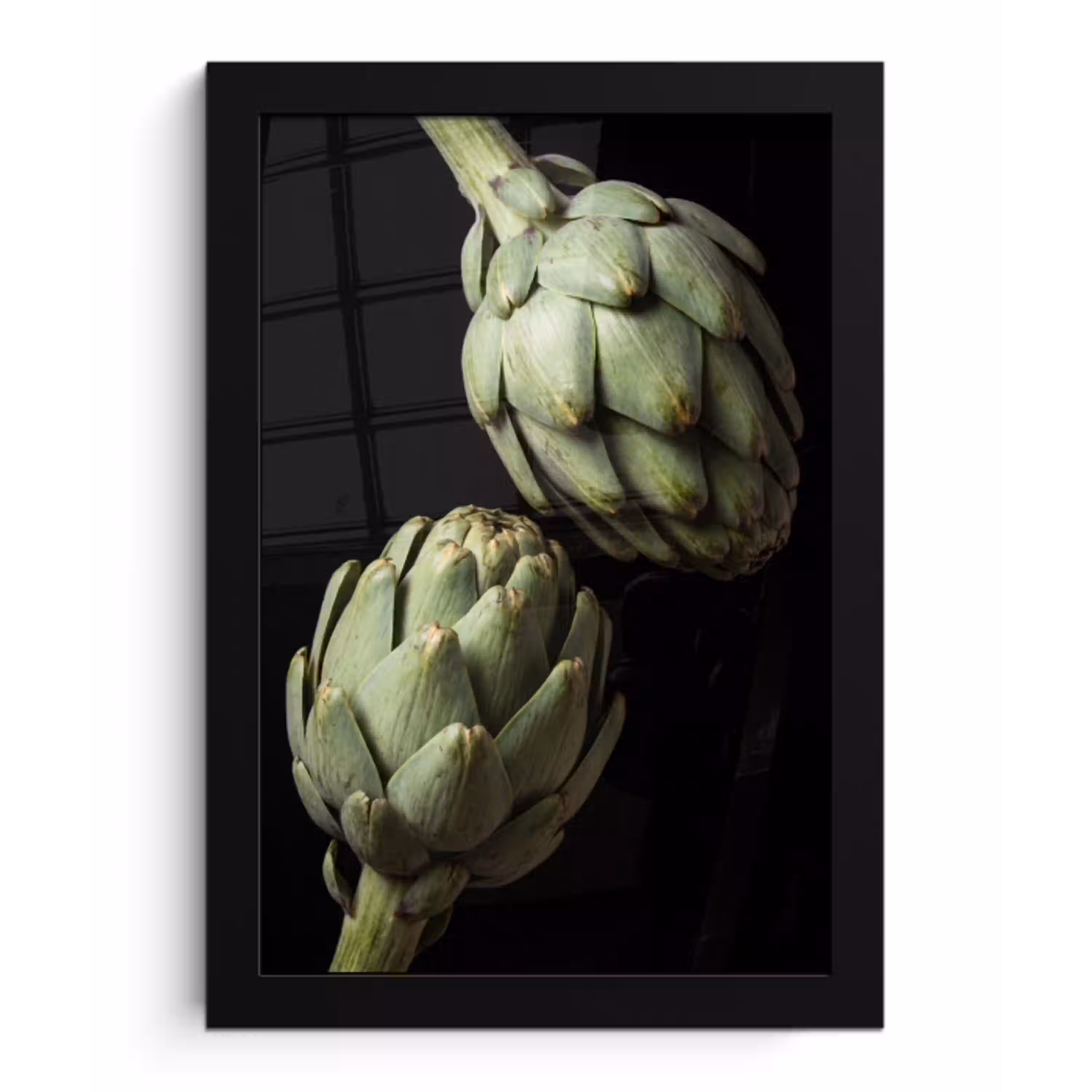 Artisjok - Groen - Eten fotolijst zwart zonder passe partout klein -3d